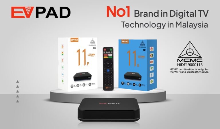 主页 - EVPAD TV BOX 官方商城 EVPAD TV Box product packaging with MCMC certification