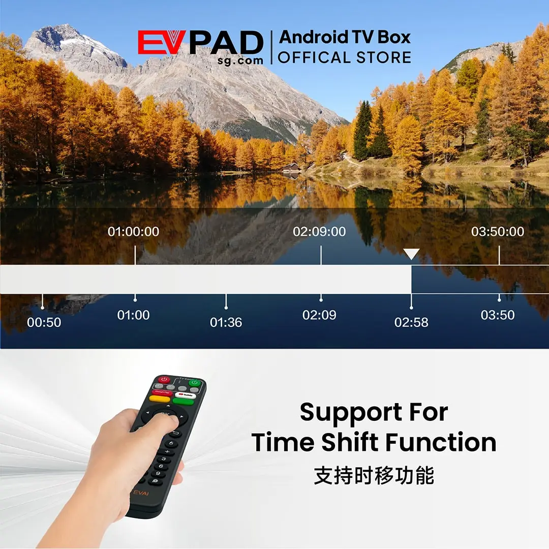EVPAD 12P Android TVボックス(国際版) EVPAD 12P supporting time shift function for playback control.