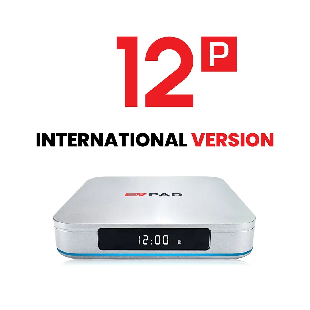 テレビに表示されるEVPAD 12PスマートTVボックスのインターフェース画面。