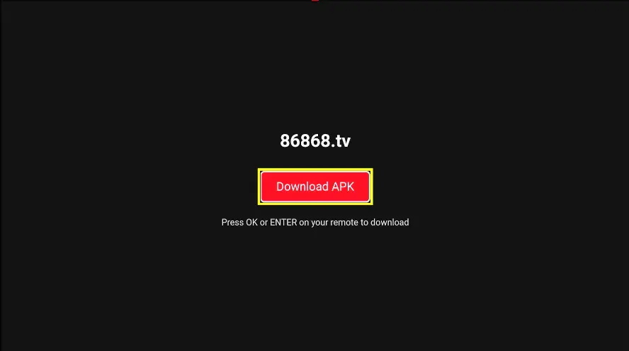 EVPAD 12 Privacy-Focused Entertainment: Flexible Control for Family-Friendly Use 86868.tv download page showing APK download button on EVPAD browser